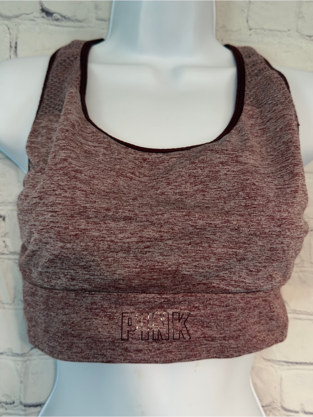 PINK Victoria's Secret Heathered Plum Racerback Sports Bra